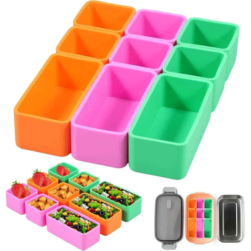 Silikónové jedlá deliace deliace šálky Bento delider pohár opakovane použiteľné bento kontajnerové zväzky obedových boxov Oddeľovače pre školský piknik
