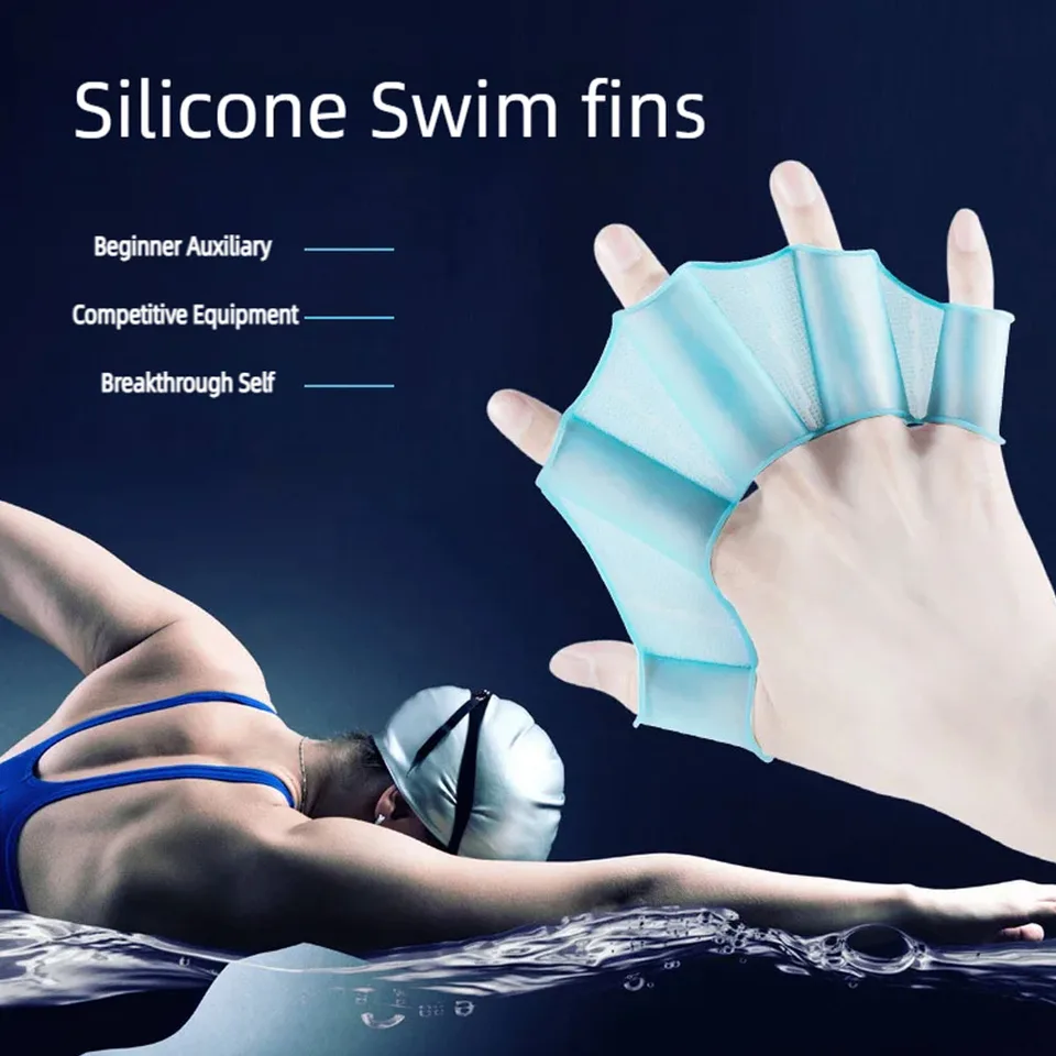 Silikónové plávanie plutvy Flipper Men Ženy Detské plávanie Pool Sport Professional Training Ruka Webbed potápačské rukavice príslušenstvo
