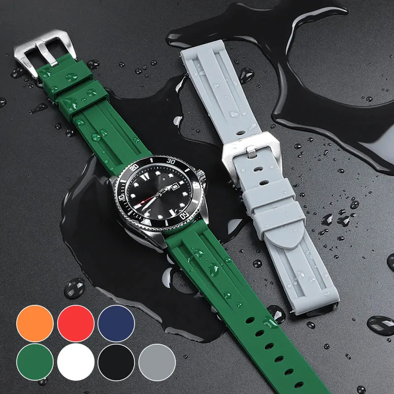Silikónový gumový hodinkový pásik pre panerai pre Luminor WatchBands 20 mm 22 mm 26 mm 26 mm Men Men Dámsky náramok Universal Sport Belt