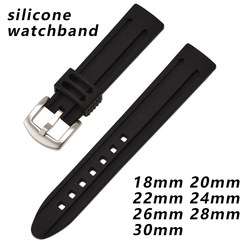 Silikónový hodinkový pás 18 mm 20 mm 22 mm 24 mm 26 mm 28 mm 30 mm remienok Gumový náramok Vodotesný náramok Sport Band Náhradný pás