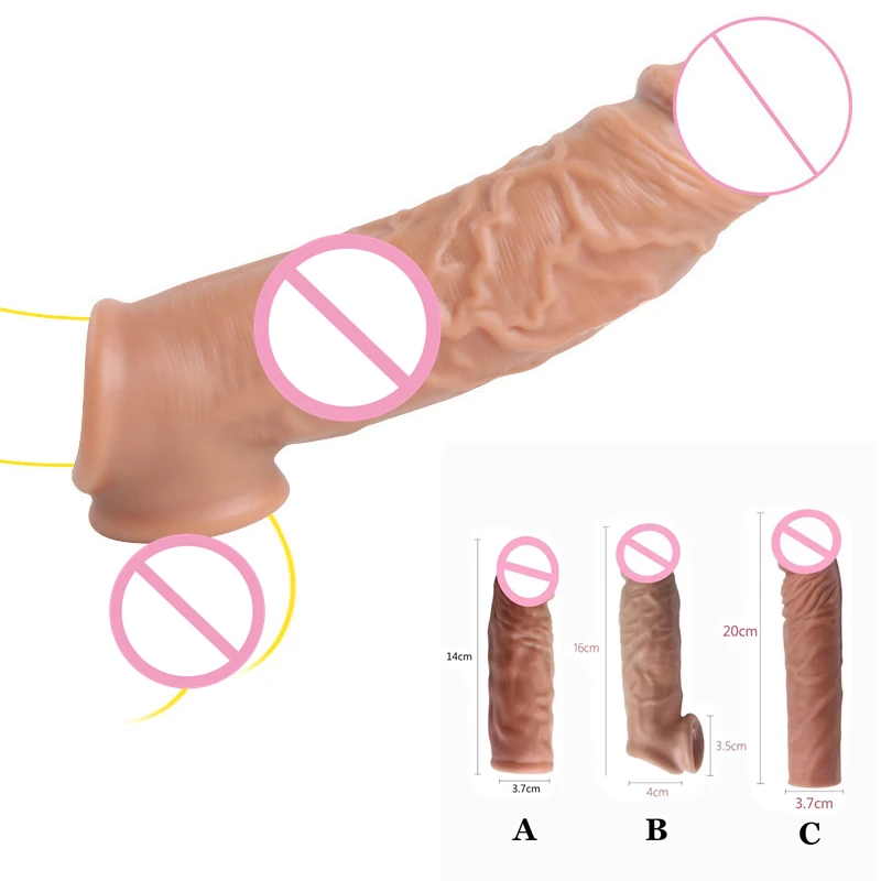 Silikónový kruh kruh mäkký realistický penis rukáv predlžovač kondómu Penis prsteň oneskorený ejakulácia vtáka kryt