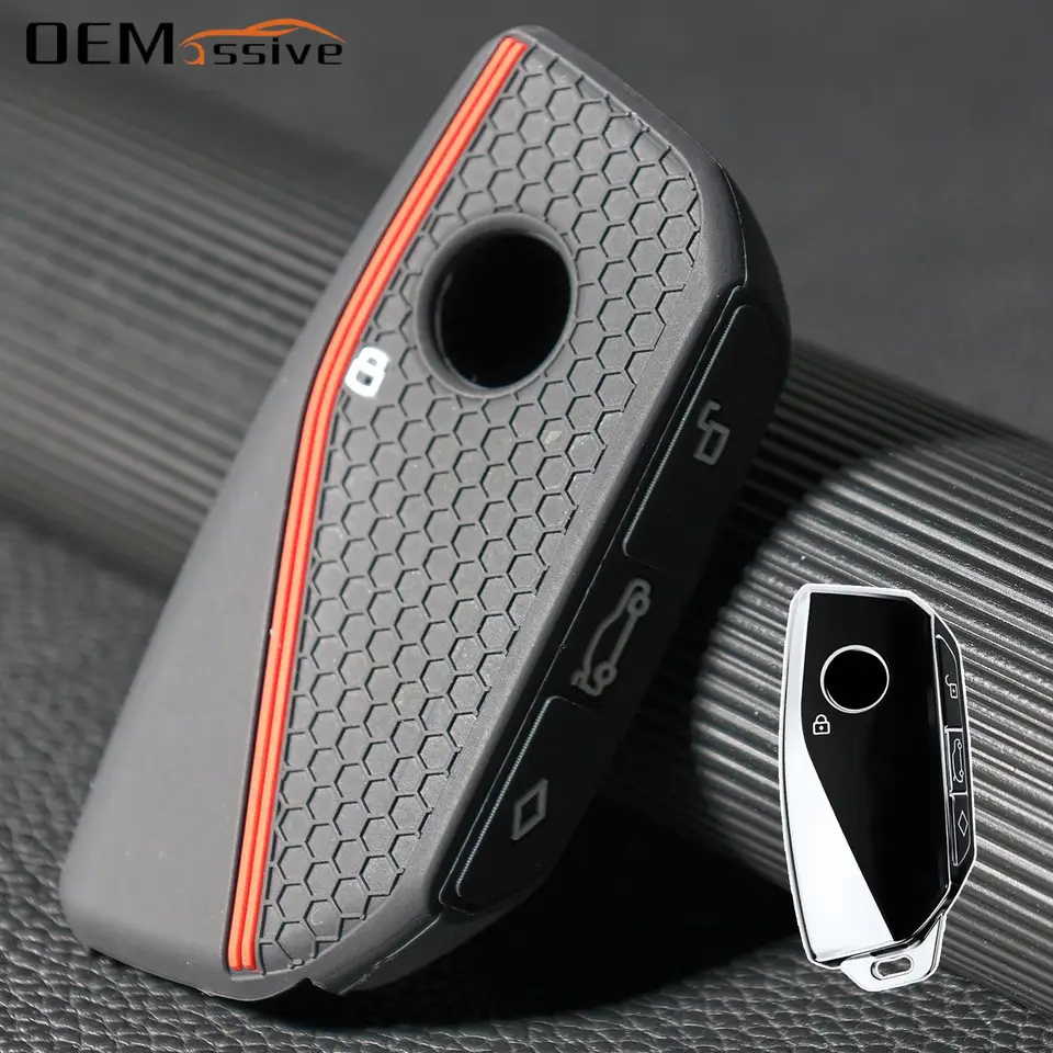 Silikónový kryt krytu krytu krytu 3 gombíkový interiérový štýl Zinc zliatinový reťaz kľúča pre BMW IX I4 2 3 4 5 x3 x5 2021 2022 2023