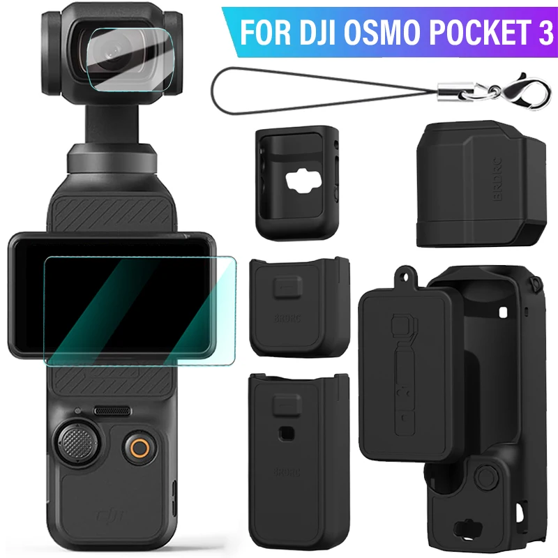 Silikónový kryt pre DJI Osmo vrecko 3 Camera Ochranné puzdro proti škrabaniu šošovkový kryt obrazovky Temperované sklo pre osmo vrecko3