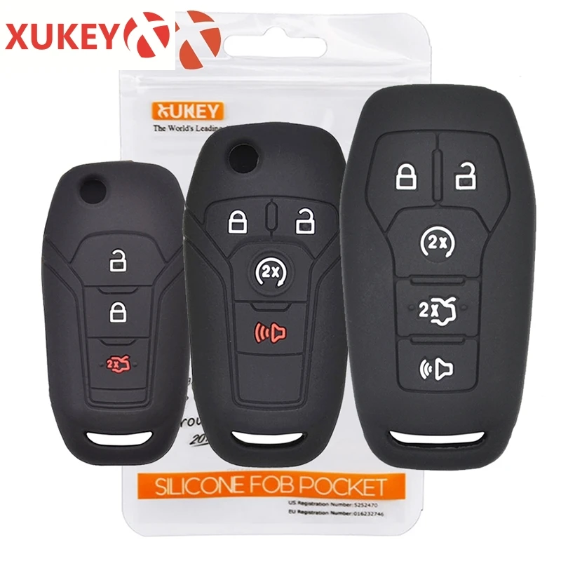 Silikónový kľúčový prípad FOB pre Ford F-150 F-250 Fiesta Ranger Fusion Mondeo Mustang S-Max Explorer Edge Edge Remote Cover 2018 2019 2020