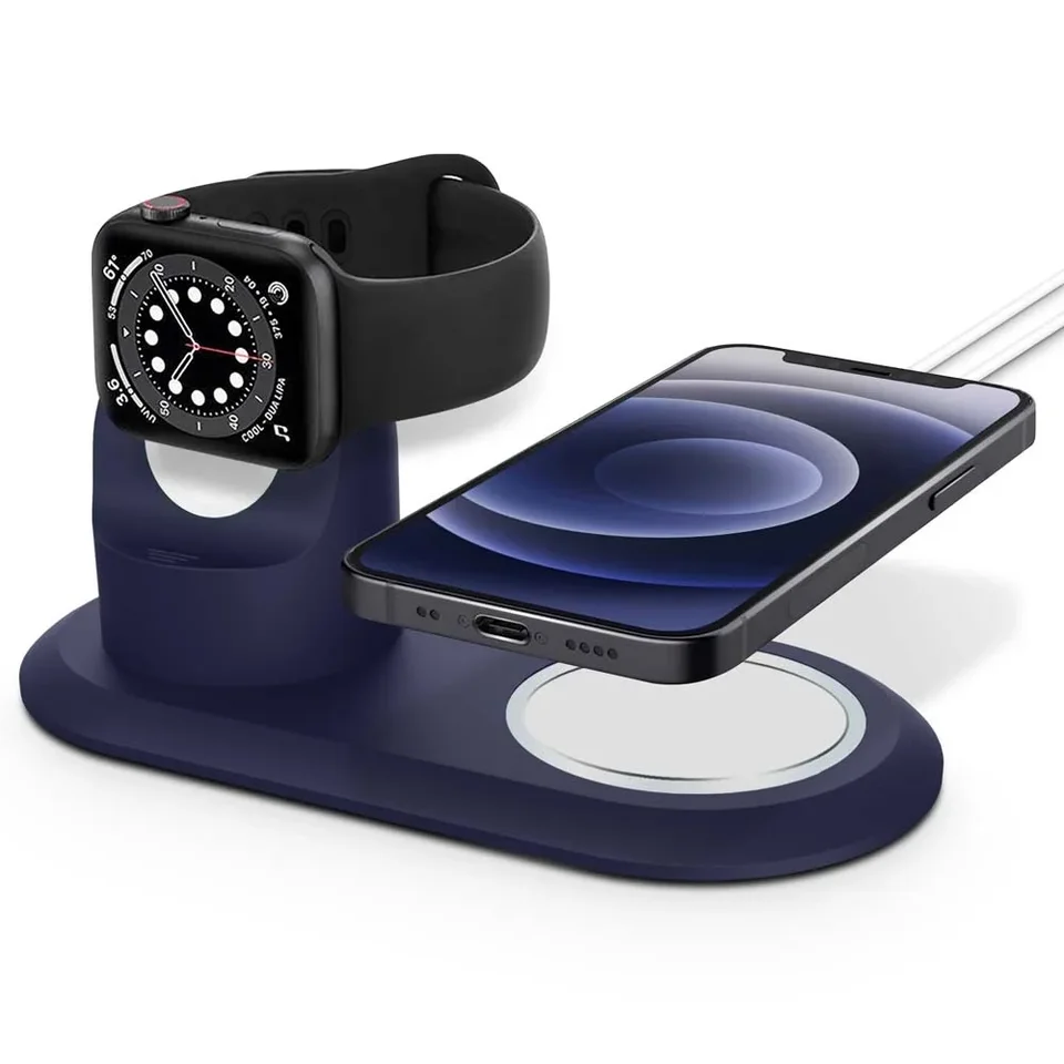 Silikónový nabíjací nabíjací stojan Silikónový držiak pre Magsafe Stand Gumber Base Apple Watch Iwatch 2 v 1 držiak Dock