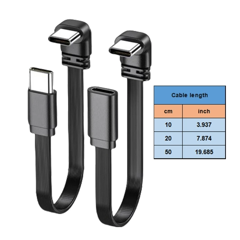 Silikónový plochý 240W USB C kábel USB C Muž na ženský kábel pre herné notebooky a dokovacie stanice 10 cm/20cm/50 cm