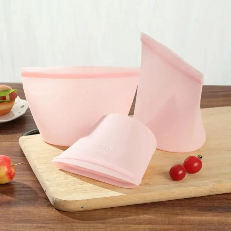 Silikónový potravinový vrecko na zips Neprestrapte na nádoby Opätovne použiteľné čerstvé vrecko na čerstvé vrecko Ziplock Lock Storage vrecko čerstvý zábal