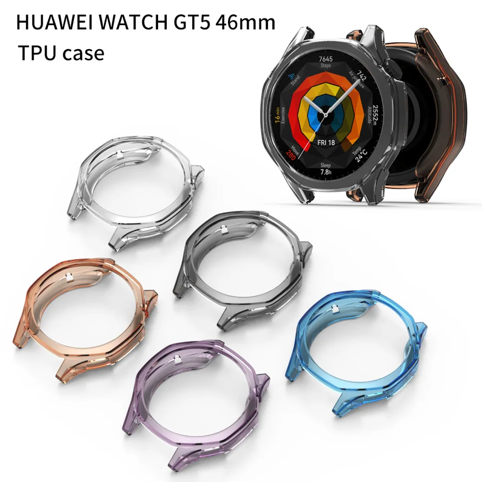 Silikónový puzdro TPU pre Huawei Watch GT 5 41 mm 46 mm Smartwatch Screen Screen Protector Rámový nárazník pre Huawei Watch GT5 Cover Shell