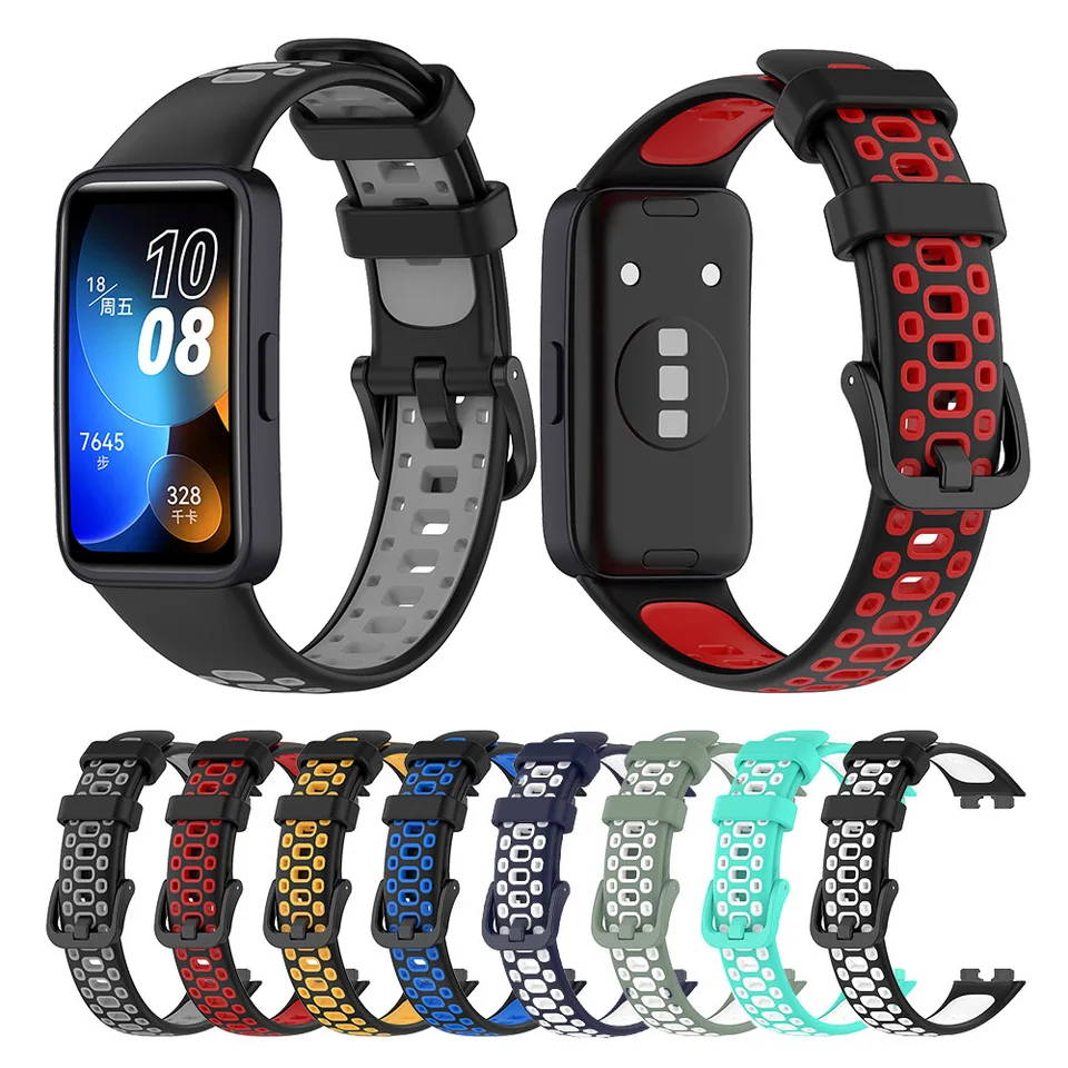 Silikónový remienok na zápästie pre Huawei Band 9 8 Dvojfarebné náramky náramok s náramkom