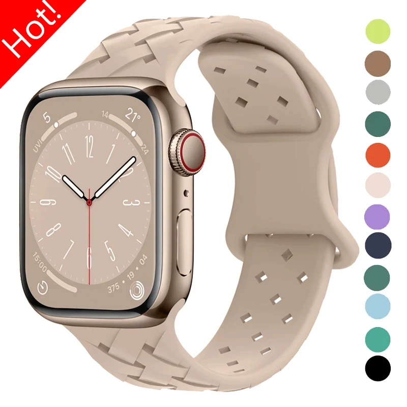 Silikónový remienok pre Apple Watch Ultra 1 2 pás 49 mm 44 mm 40 mm 45 mm 41 mm 42 mm priedušný náramok Iwatch séria 9 8 7 6 SE 5 4 3