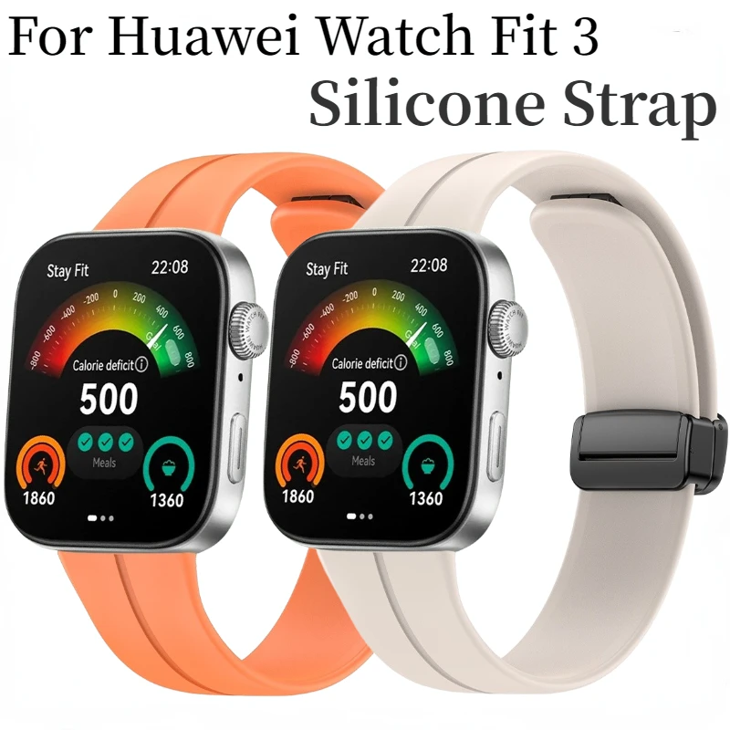 Silikónový remienok pre Huawei Watch Fit 3 Magnetic Skladacie spona Výmena náramku Correa pre huawei hodinky Fit3 Accessories Belt