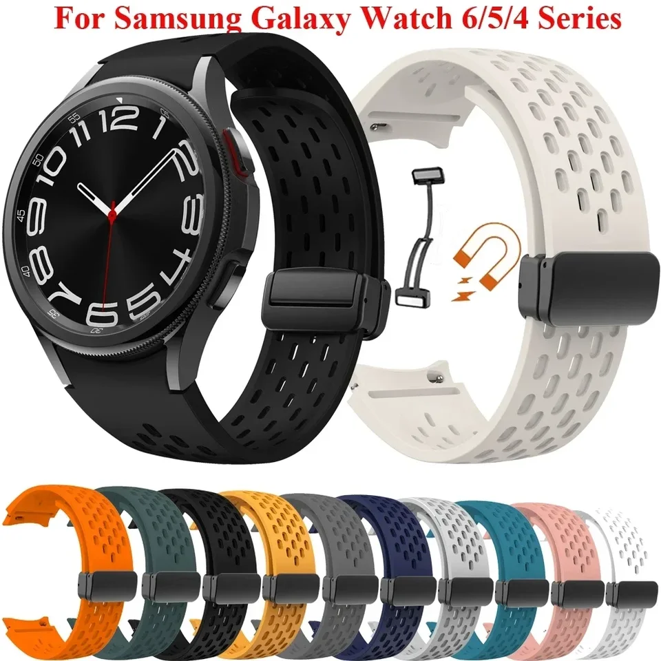 Silikónový remienok pre Samsung Galaxy Watch 6 5 4 40 mm 44 mm 5pro 45 mm magnetické sponky 6 Classic 43 mm 47 mm No Gaps Náramok 42 mm