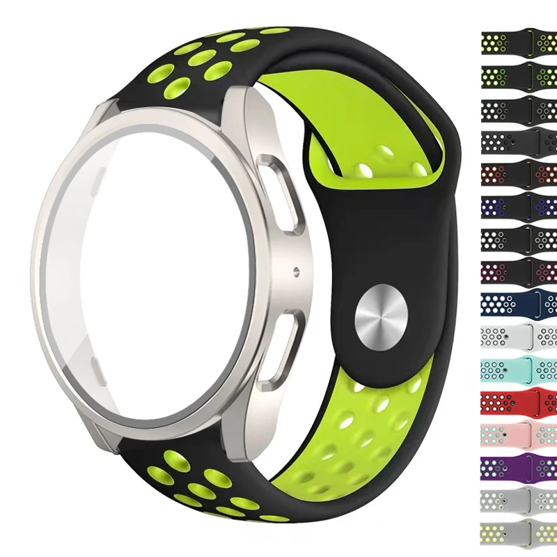 Silikónový remienok pre Samsung Galaxy Watch 7 40 44 mm pásmo+sklenené puzdro Chránič nárazníka Galaxy Watch 6 5 4 Príslušenstvo