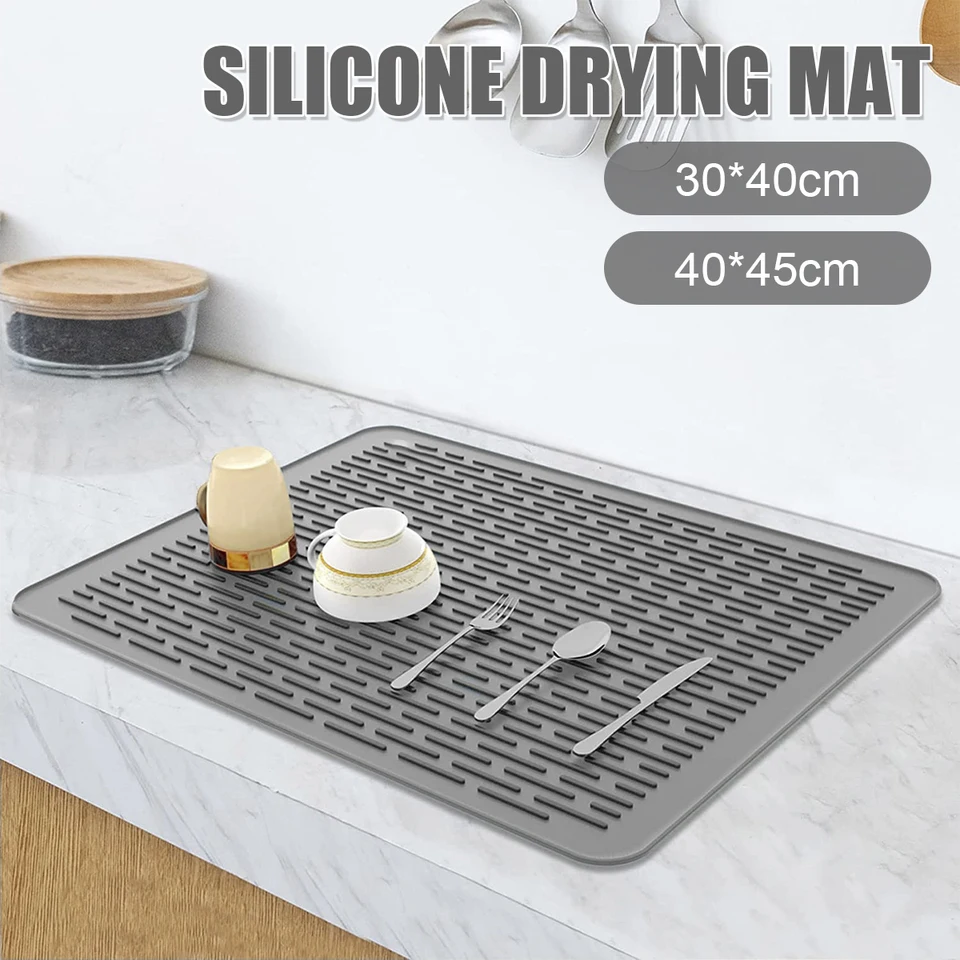 Silikónový sušiaci rohož 18x16in/16x12in Disy Drage Mat Rat Drainer Rat Drainer Mat pre kuchyňu