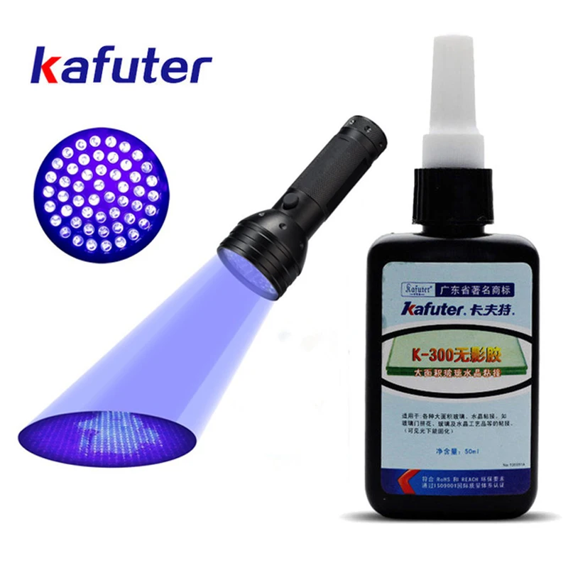 Silný výkon 51 -led UV svetlo +kafuter 50 ml UV lepidla UV uv liečenie lepidla K-300 Priehľadné kryštály a sklenené lepidlo