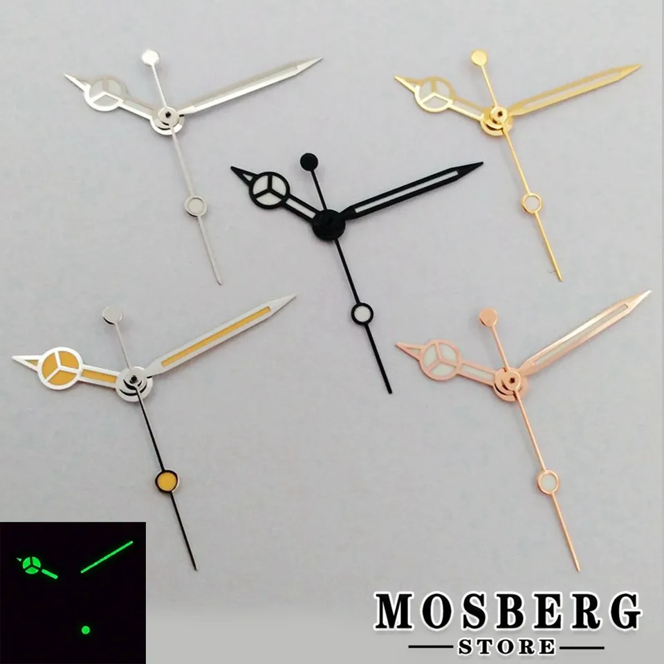 Silver Watch Hands Green Luminát Fit NH35 NH36 ETA 2824 2836 Miyota 8215 8205 821A DG2813 3804 Automatické príslušenstvo pohybu