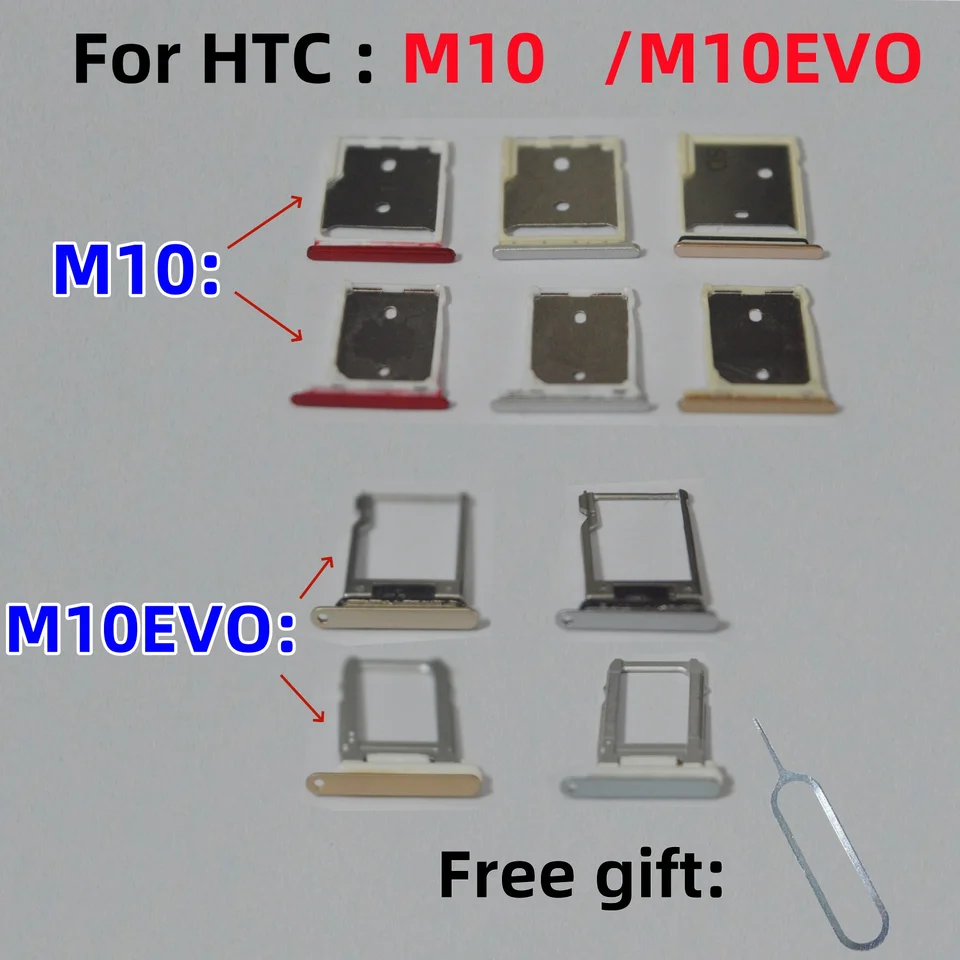 SIM karta SD Card Tray Adapter Adapter Tray Striemový držiak na držiak zásuvky pre HTC One M10 M10EVO HTCM10 SIL SIM SIM kartu držiaka držiaka držiaka