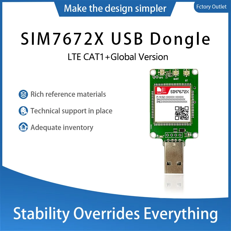 SIM7672G SIM7672G-MNGV SIM7672G-LNGV LTE CAT1 USB Dongle, s GPS globálnym pásmom 1pcs