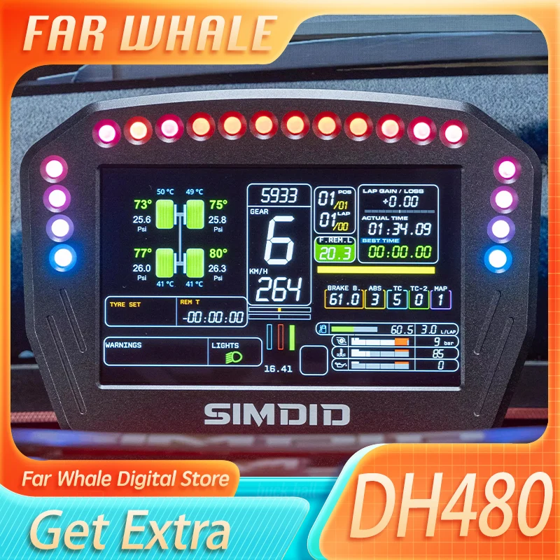 SIMDID DH480 Simracing Dashboard DDU SIMAGIC MOZA FANATEC SIMCUBE je možné nainštalovať simulované príslušenstvo pretekárskych prístrojov