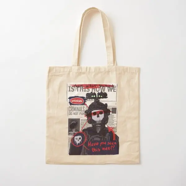 Simon Ghost Riley Call of Duty Cotton Canvas Bag Grocery Designer Skladacie tlačené nakupujúce rameno tašku unisex tote tkanina