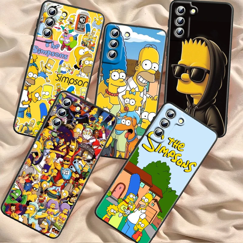 Simpsons Cartoon Fashion for Samsung Galaxy S24 S23 S22 S21 S20 FE S10E S10E Plus Ultra Pro Lite 5G Čierny chrbát Puzdro