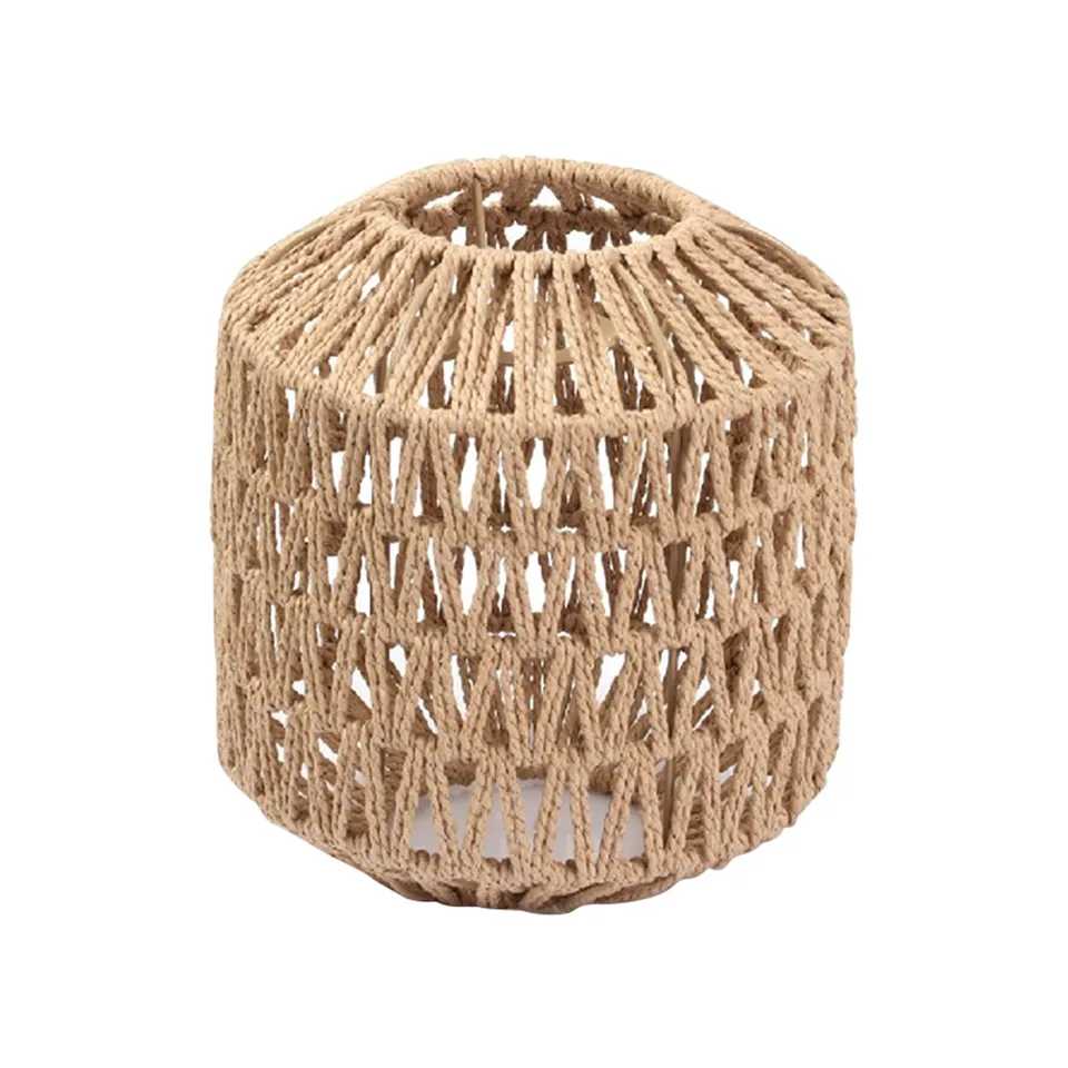 Simulovaná ratanová lampa Cover Vintage Luster Light svietidla ručne vyrábaná tkaná lampa tieň pre spálňu Hotel Restaurant