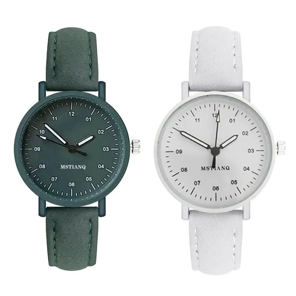Simulované hodinky pre ženy kožené remienok Kórejské dámy sledujú módny štýl jednoduchý štýl Quartz náramky Lady Lady Watch Dámske náramkové hodinky