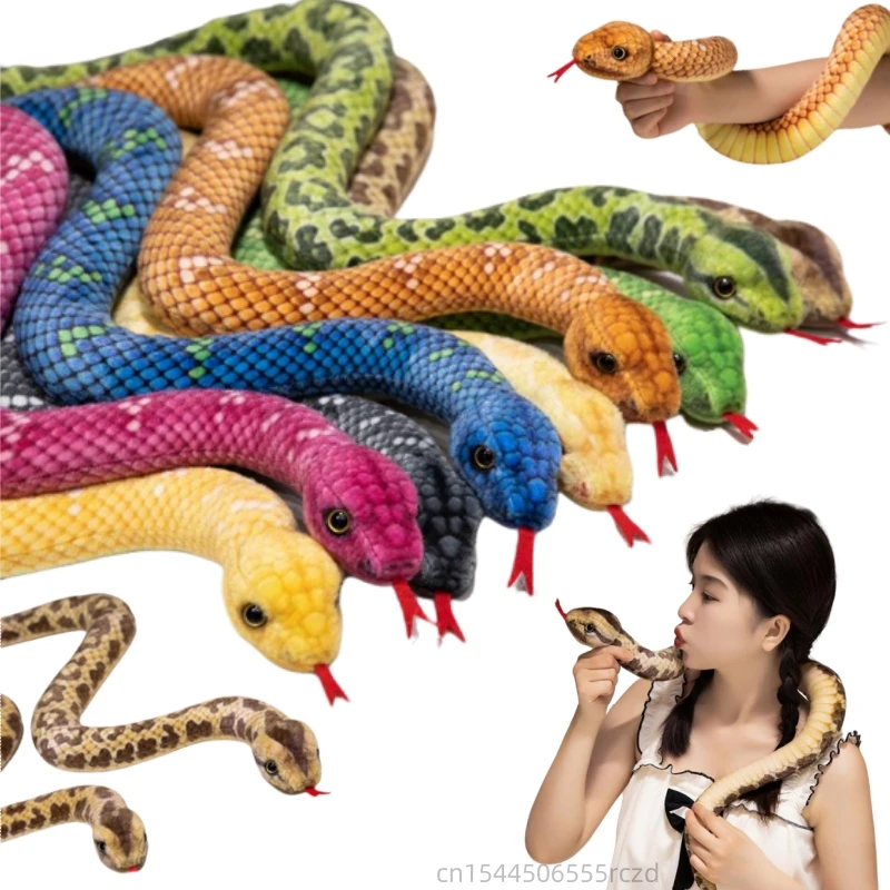 Simulácia 9 farby Vysoko kvalitné hadí plyšové bábiky celoživotné farebné boa zelenú Brown Blue Pink Orange Snake Hrace Hray Home Decor