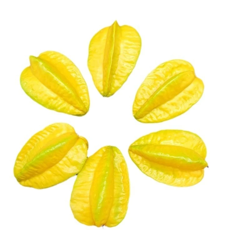 Simulácia Carambola Umelá simulácia Starfruit Falošný ovocný model pre domáce kuchyne dekorácie skrinky Fotografie rekvizity