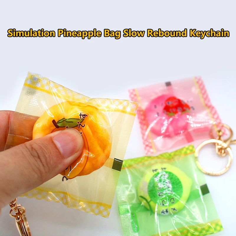 Simulácia chleba ananásová taška s pomalým odrazom Keychain Kreatívna dekompresia hračky Keychain módna taška zavesenie dekorácie darčeky