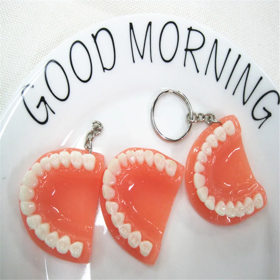 Simulácia False zuby prívesok Kľúčový reťazec Kreatívna osobnosť Zaujímavé kľúčové tašky dekorácie Model Molárna čeľusť Keychains