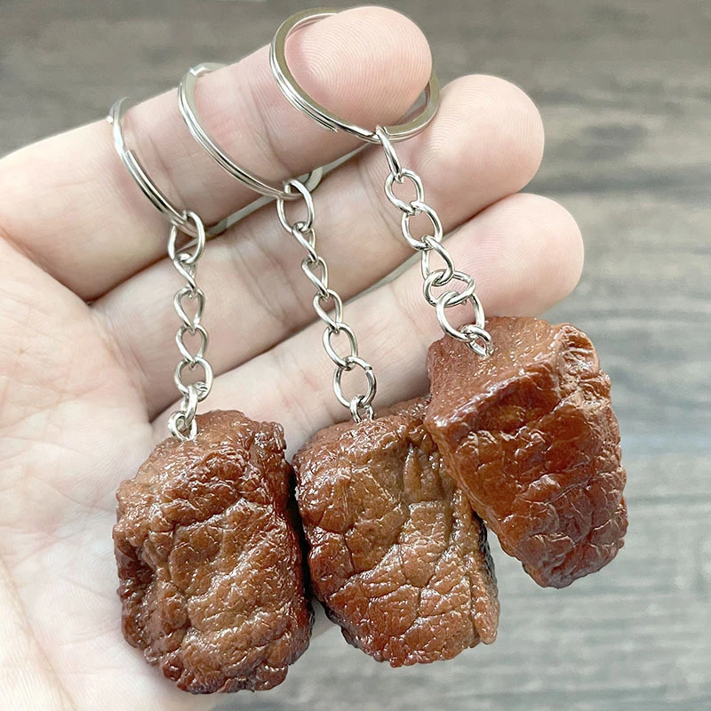 Simulácia hovädzieho bloku Hovädzie kľúče napodobňovanie potravín PVC Hovädzie kocky Klávesový model simulácia simulácia Food Keychain módne šperky