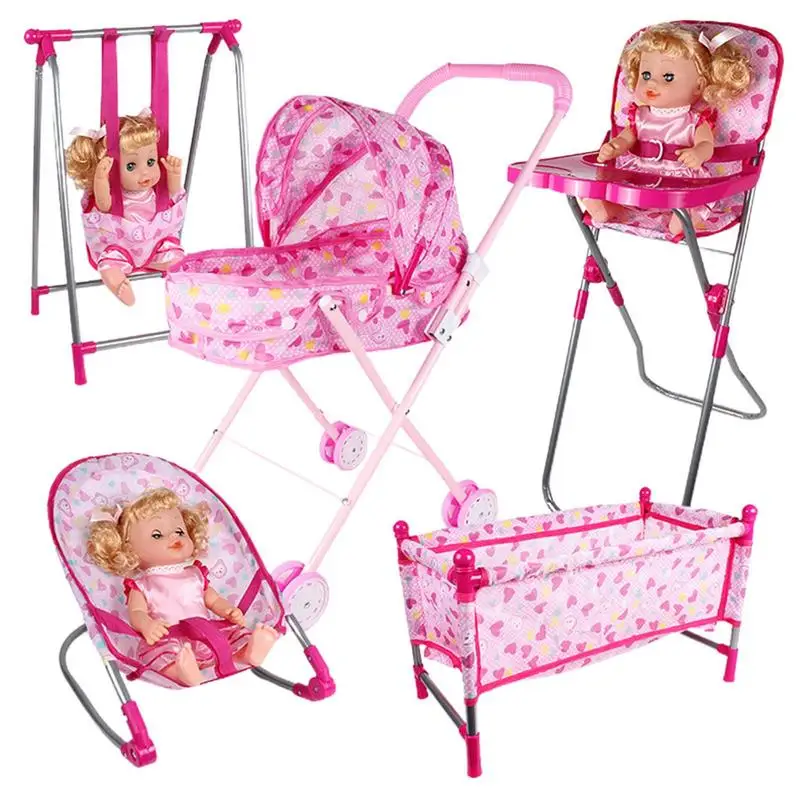 Simulácia kočíka Dolller Set Pink baby kočíka predstierajte hračky hračky materské rola hre hračky pre bábiky Houl