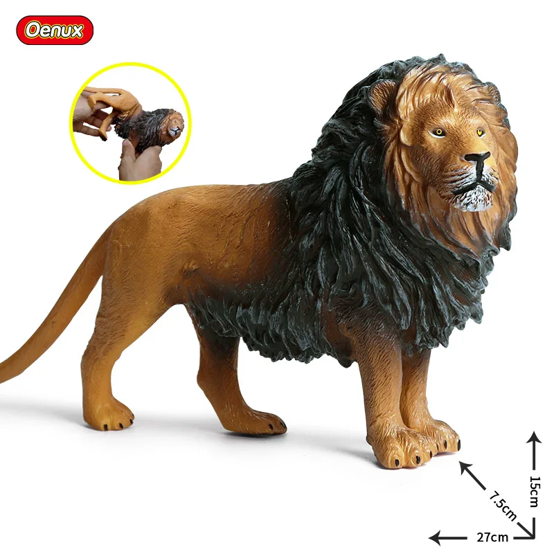 Simulácia Oenux 27x7.5x15cm Savage Wild Animals Soft PVC Lion Animal Model Action Action Figual Hray pre deti darček