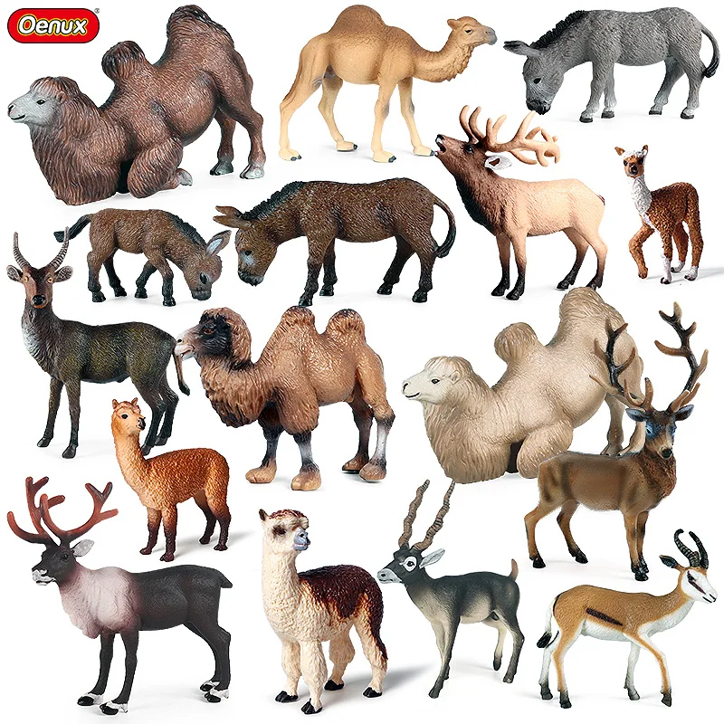 Simulácia Oenux Simulácia divokých zvierat hračky púšť púšť camel Donkey alpaca antilope elk elk modelové modely akčné figúrky PVC dekorácie detské darčeky