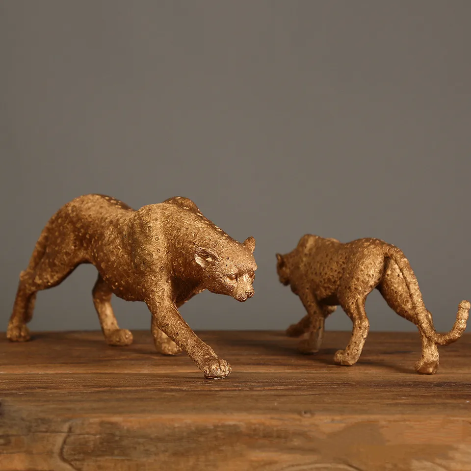 Simulácia zvierat socha zlatý leopardový gepard živici Resin Resein Deskorené figúrky