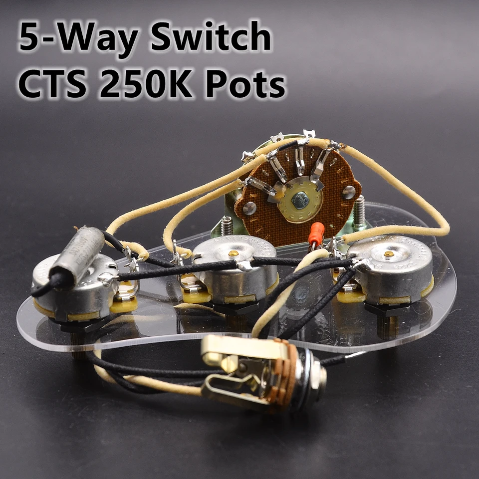 Sing Sing Single Pickups naložené predpojené elektrické gitarové káblové zväzok predobarovanej súpravy (3x 250k mosadz CTS CTS + 5-cestný spínač)