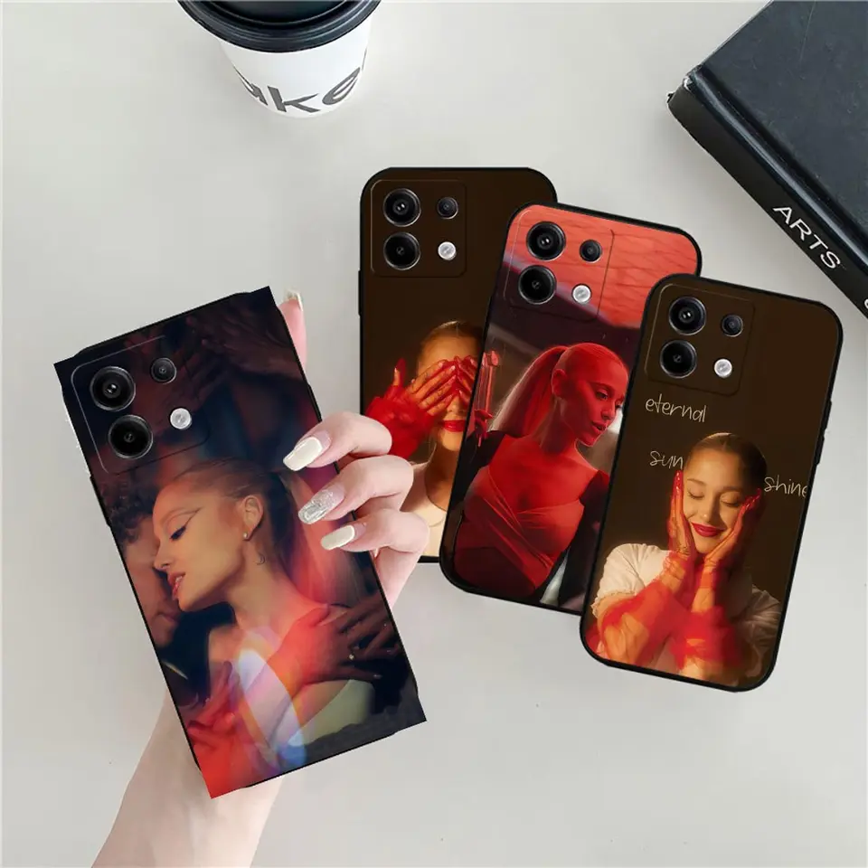 Singer A-Arian G-Grande ÁNO a PANEF pre telefón pre Redmi Note 13 12 12S 11T 11S 11E 10S 10S 9S 8 Pro Plus Max Balck Soft Cover Cover