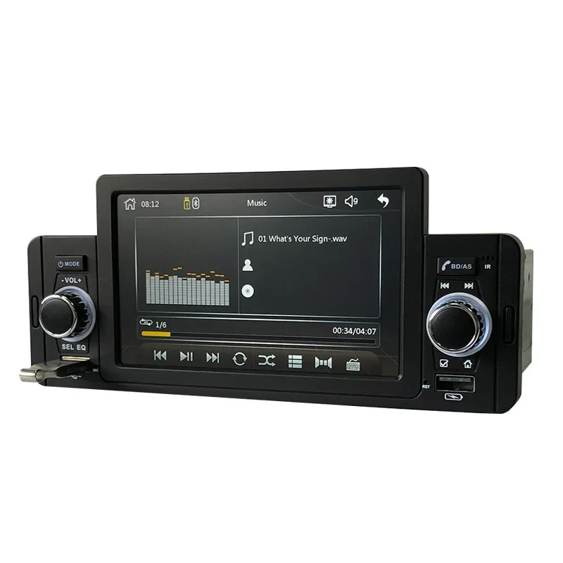Single 1 Din 5 -palcový obrazovkový automobil MP5 Player s CarPlay Android Auto BT Car Audio Stereo MP5 Player