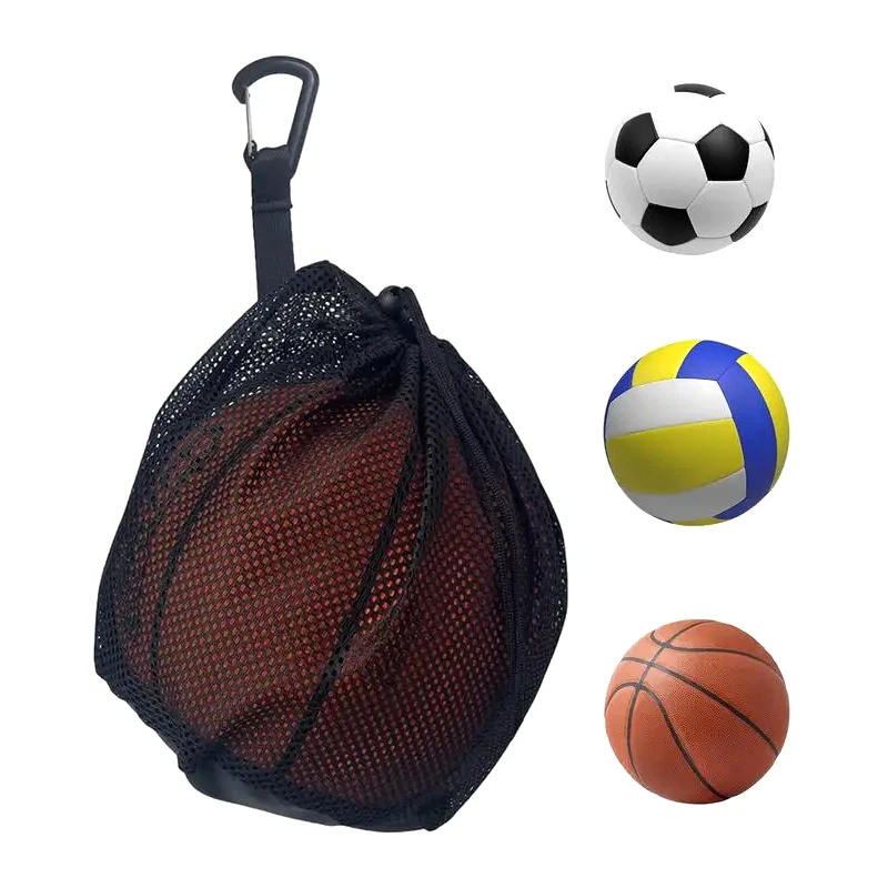 Single Ball Bag Bag Taška na prepravu jedného volejbalového basketbalu futbalovej volejbalovej tašky Mesh Cack Ball Bag Clip On