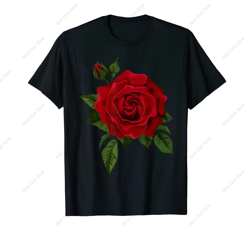 Single Red Roses kvetina roztomilých červených ruží kvetinové záhradné tričko