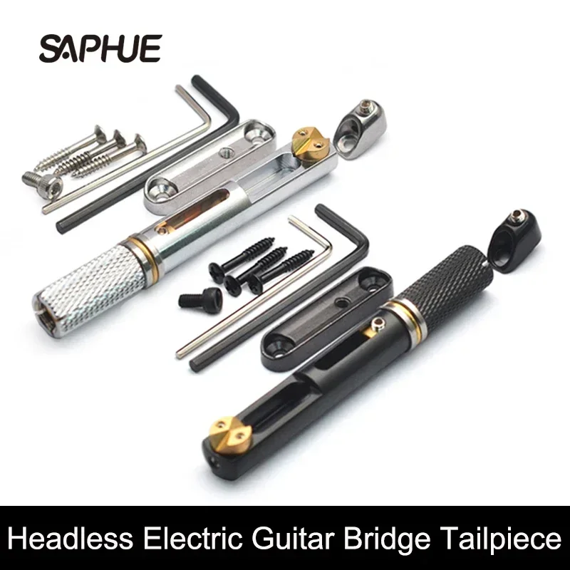 Single Saddle bezhlaví elektrický gitarový most Tailpiece s kľúčom, čierny, chróm, 2ks