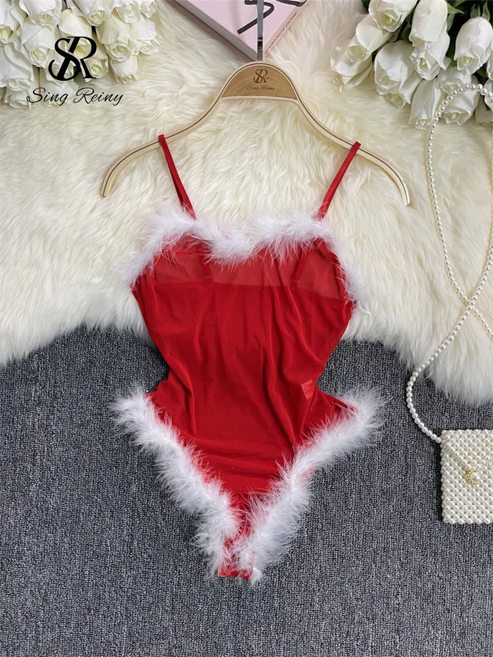 Singreiny Sexy Vianoce BodySuit Strap bez rukávov bez rukávov Pieskové hierky Dámske dámy 2024