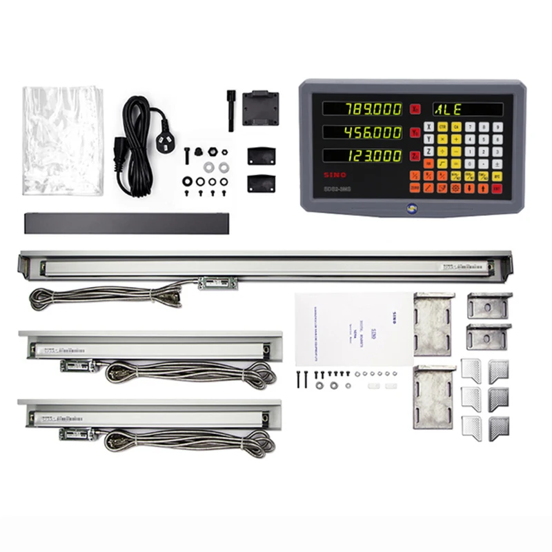 Sino 3 Axis Digital Readout SDS3MS DRO Set Kit a 3ks Lineárne sklenené šupiny 5U TTL Dĺžka pracovného zdvihu yhsino