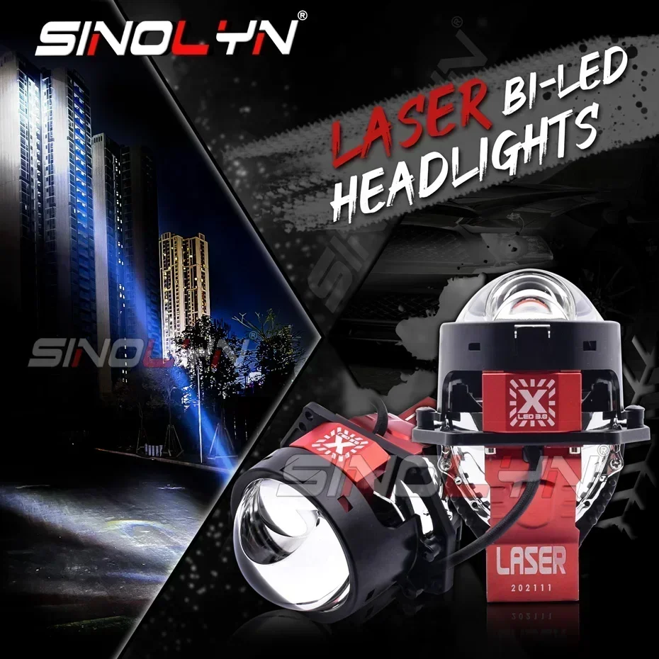 Sinolyn 140W BI LED moduly laser 3 -palcový duálny hyperboloidný projektor šošovky Matrix LED svetlá pre autá Svetlometové príslušenstvo