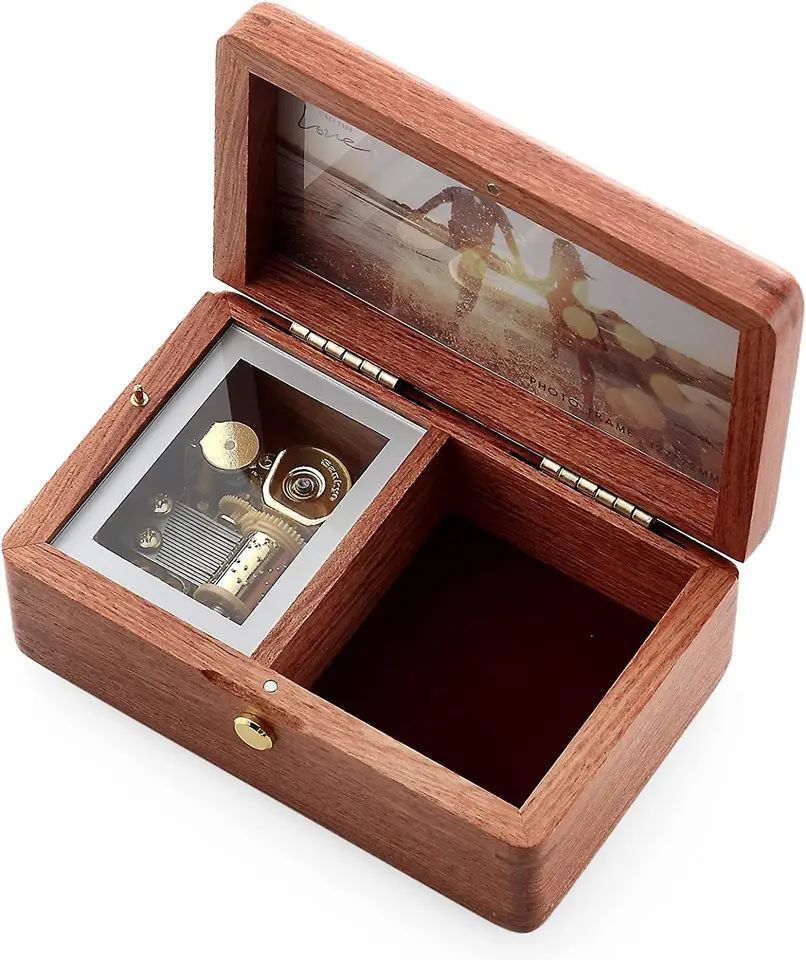Sinzyo Fly Me To the Moon Music Box Vintage Drevené šperky box narodeniny Valentín vianočný darček Rosewood Drevené krabica