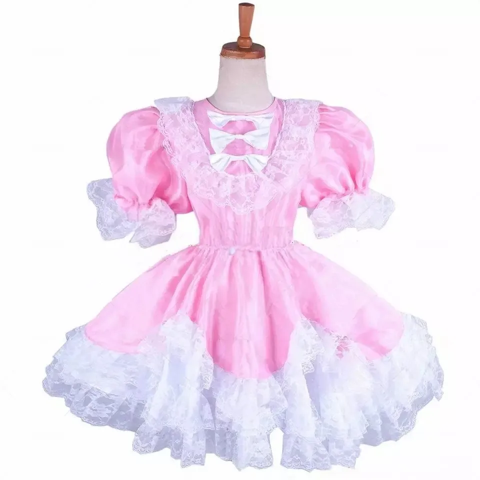 Sissy dievča ružové uzamykateľné šaty francúzska slúžka Cosplay kostýmy na mieru vyrobené