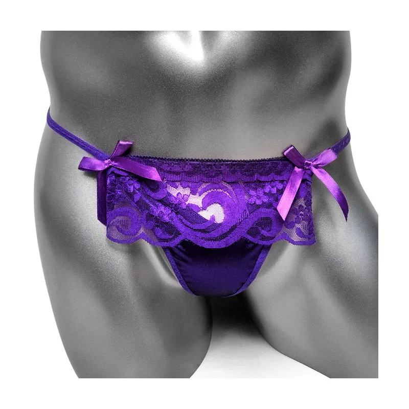 Sissy čipka tangé nohavičky čipky práca T Back Pánske sexy krycie puzdro spodná bielizeň g struny saténové spodné prádlo