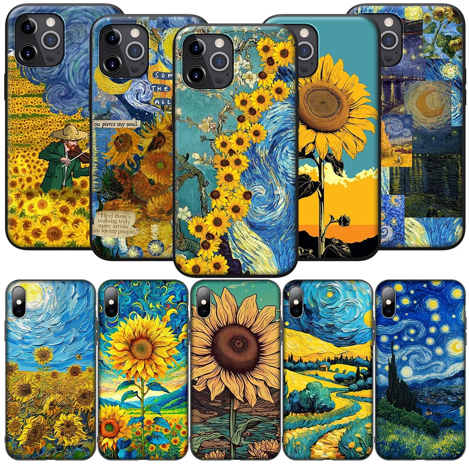 SK148 Sunflower Starry Night Van Gogh Phone Soft Case pre Samsung Galaxy A15 S10E S9 S8 S7 Poznámka 20 10 9 8 plus Lite
