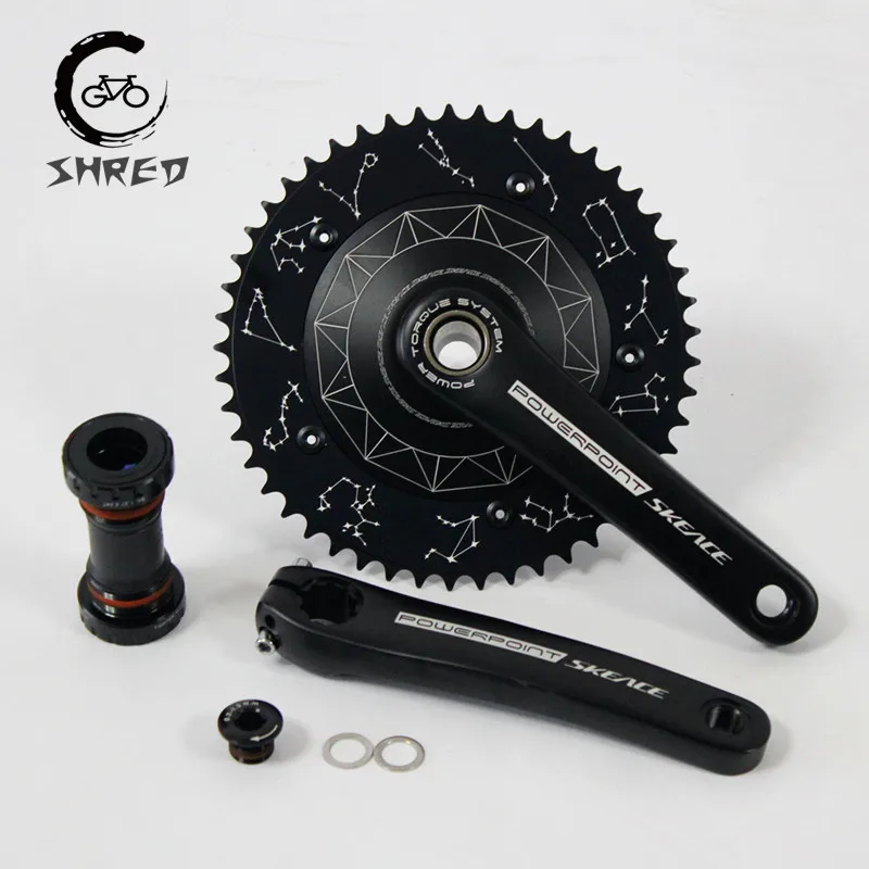 SKEACE PowerPoint HollowTech Crankset, Fixie Crank, Bike Fix Gear Gear, reťazové kolesové bicykle, 49T, 165 mm, 144bcd